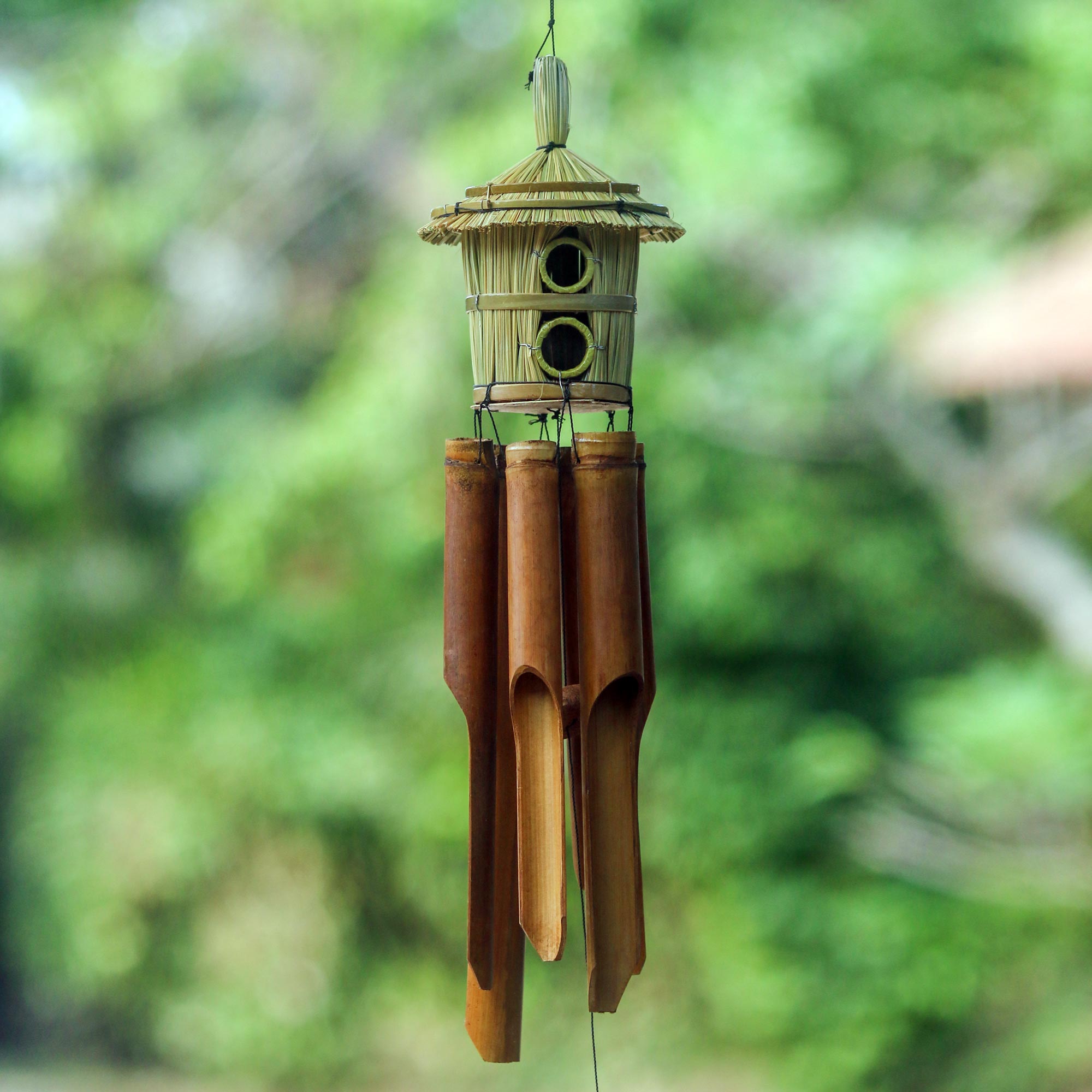 Lombok Home Grass Hut on Bamboo Wind Chimes Crafted by Hand Your Patio Space