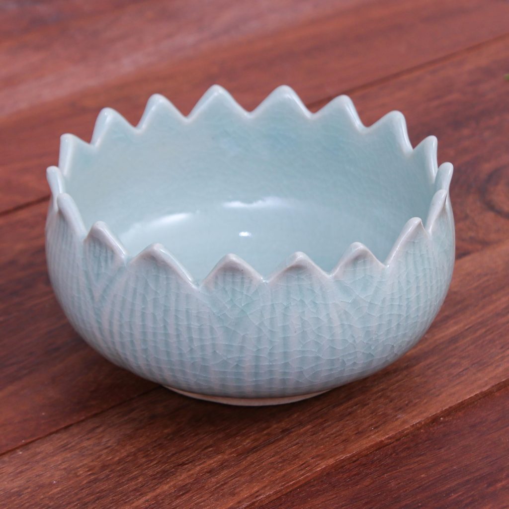 Hand Made Celadon Ceramic Lotus Leaf Bowl, "Peace Lotus" New year's resolutions