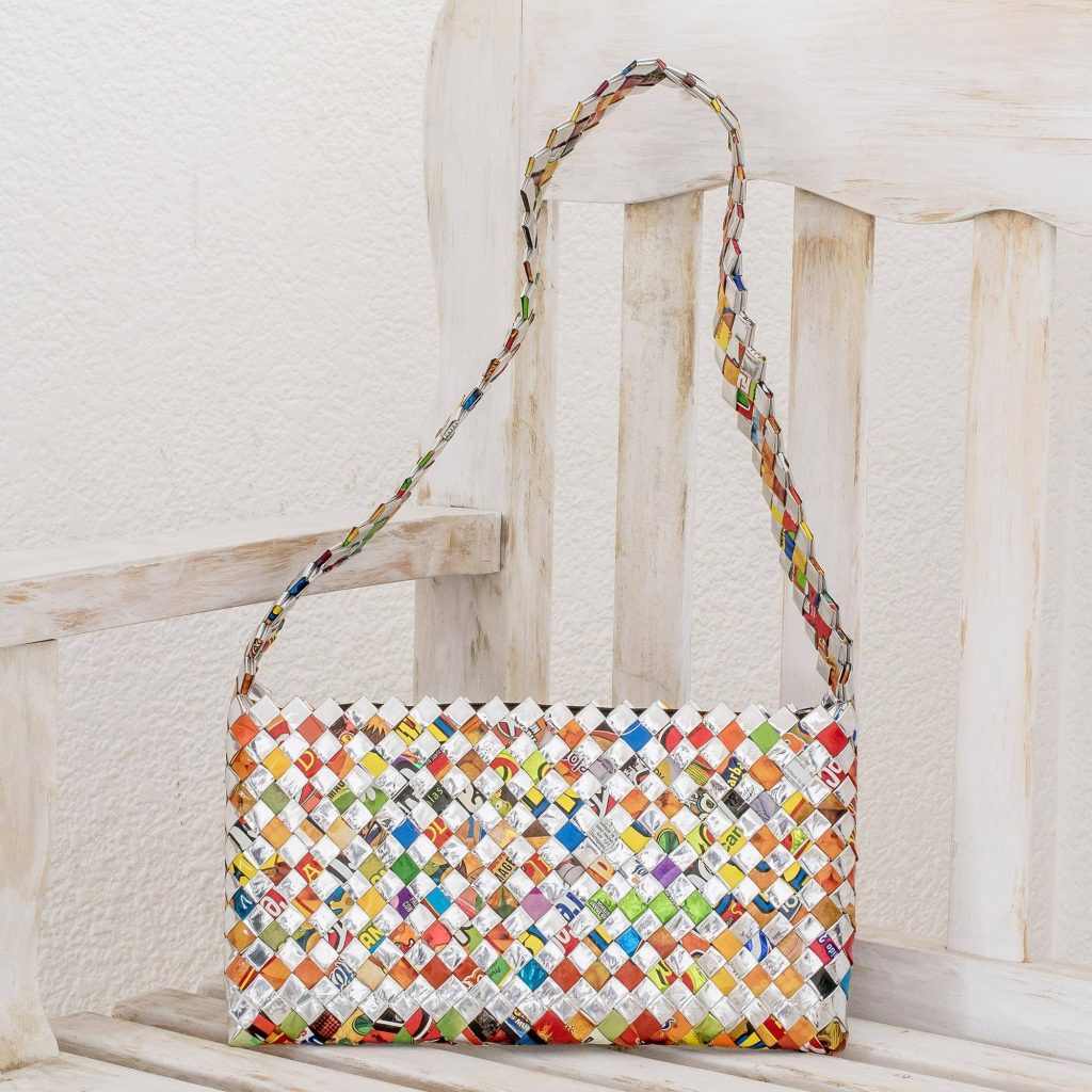 Recycled Wrapper Handbag Handmade in Guatemala, "Eco-Cheer" New year's Resolutions