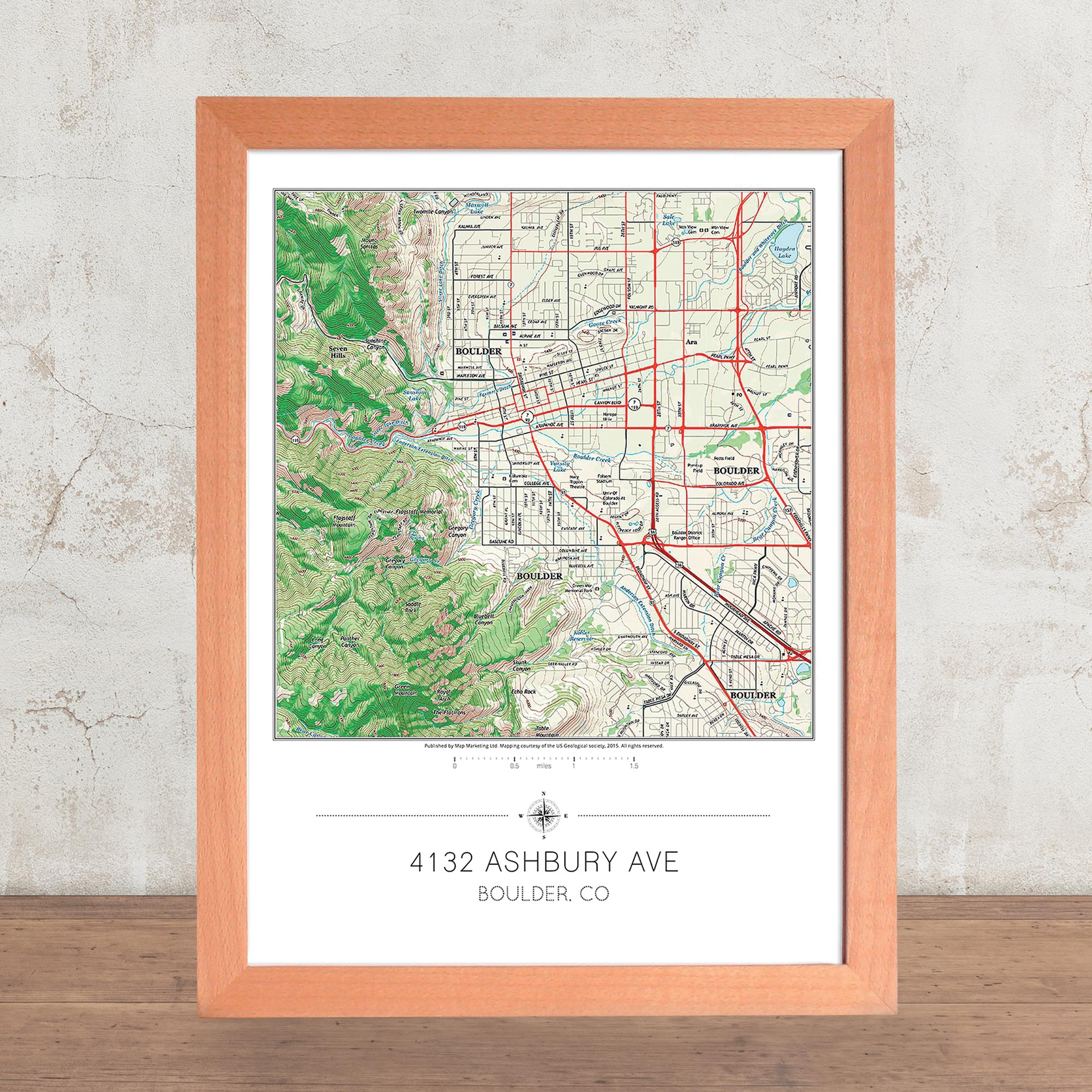 Framed 'Your Home' USGS Topographical Map